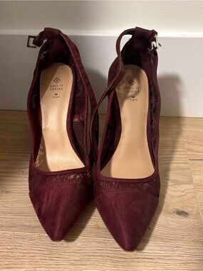Call It Spring Women's Burgundy Pointed-Toe Ankle-Strap Heels